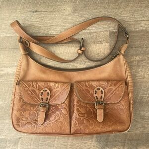 Patricia Nash | Italian Leather Shoulder Bag With Embossed Front Buckle Pockets